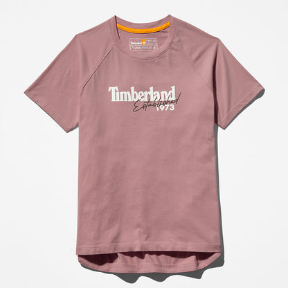 Womens Timberland Raglan-sleeve Logo T-Shirt for Women in Pink