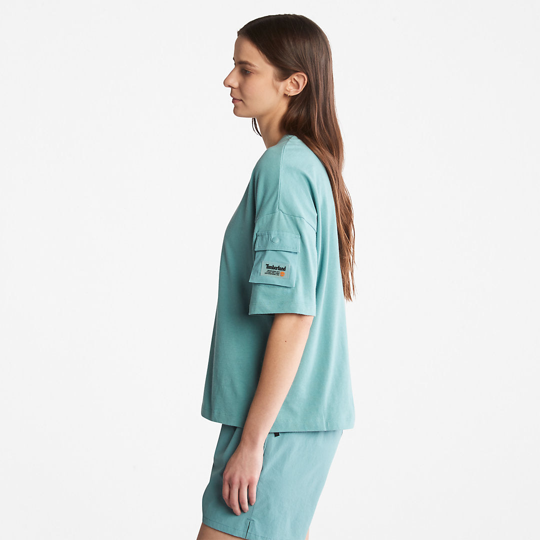 Womens Timberland Progressive Utility Pocket T-Shirt for Women in Teal