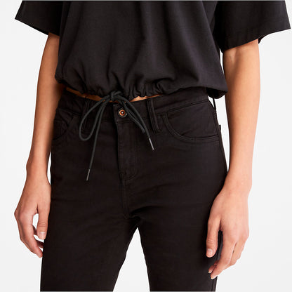 Womens Timberland Cropped T-Shirt with Drawstring Hem for Women in Black