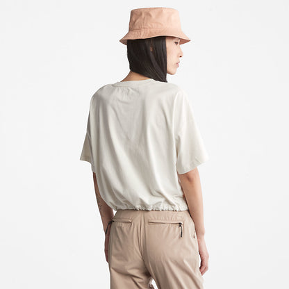 Womens Timberland Cropped T-Shirt with Drawstring Hem for Women in White