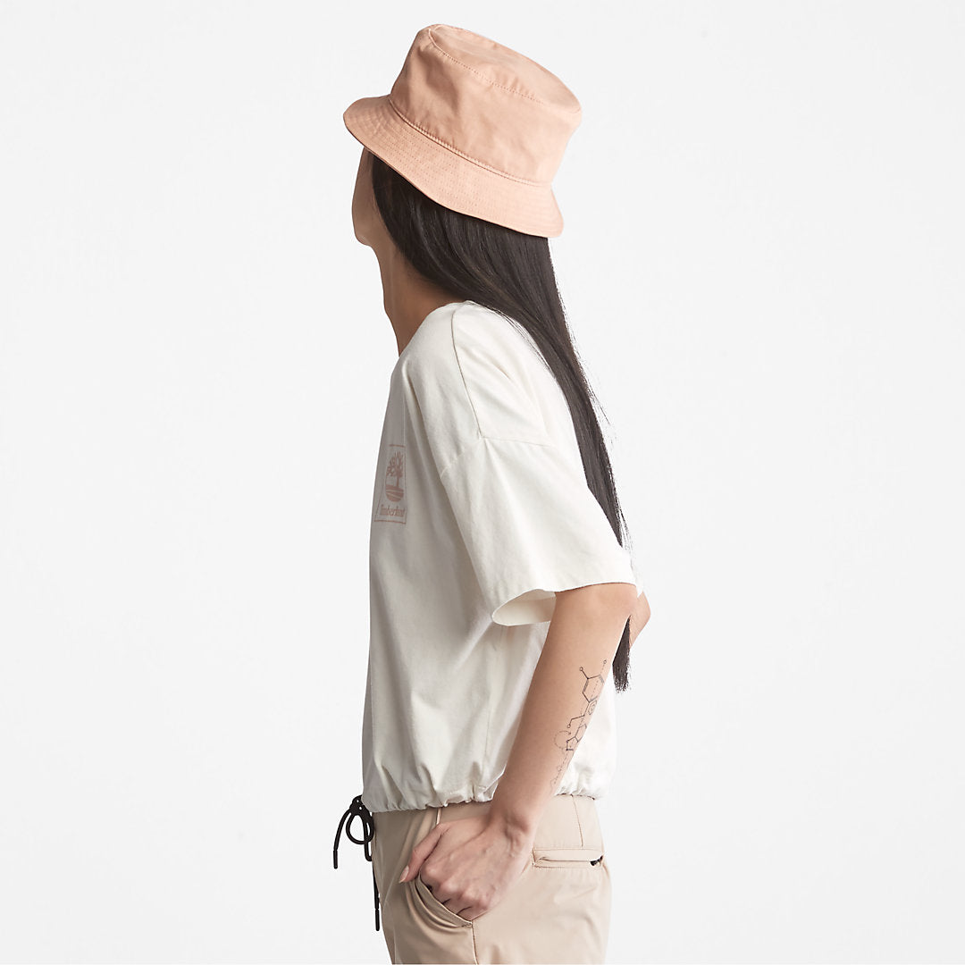 Womens Timberland Cropped T-Shirt with Drawstring Hem for Women in White