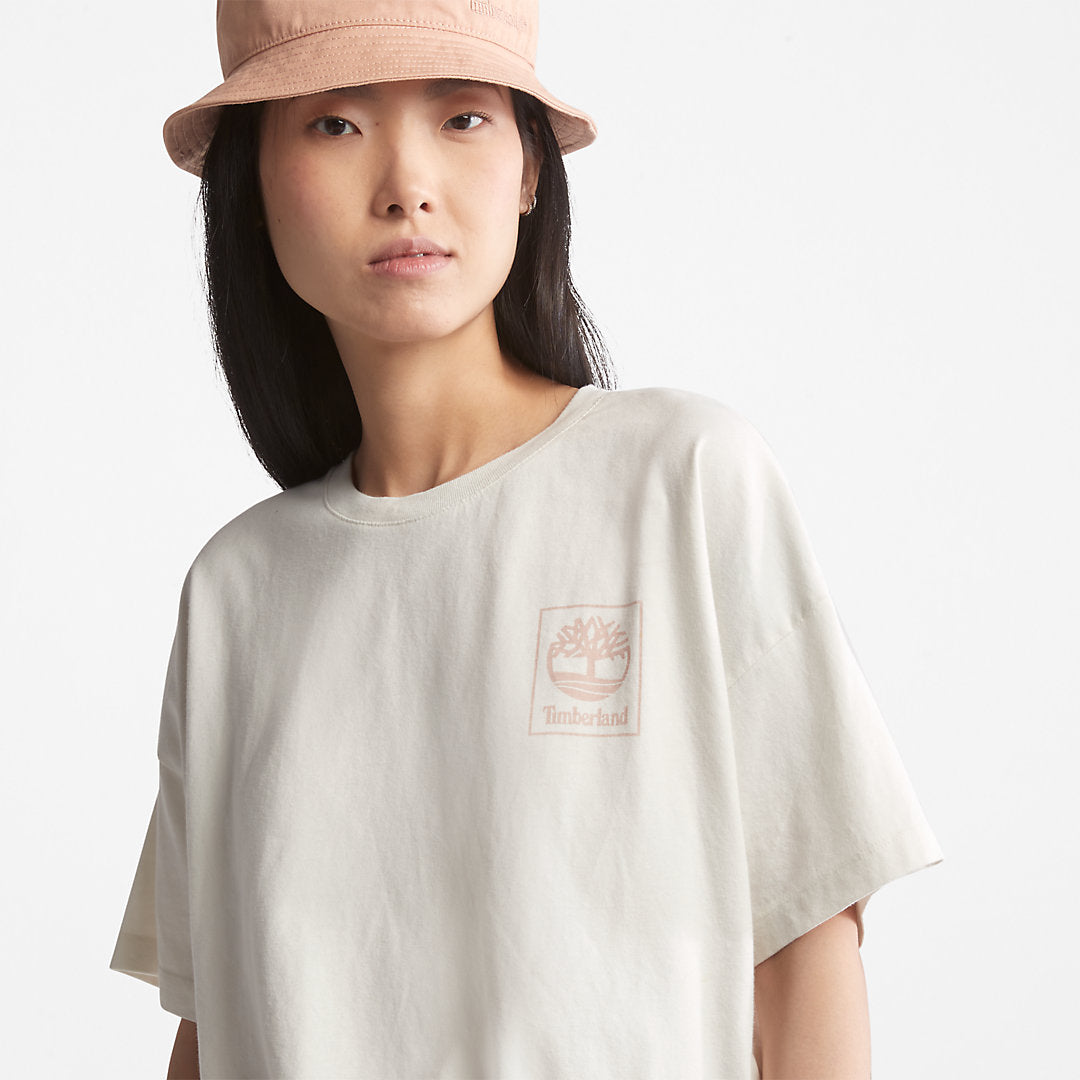 Womens Timberland Cropped T-Shirt with Drawstring Hem for Women in White