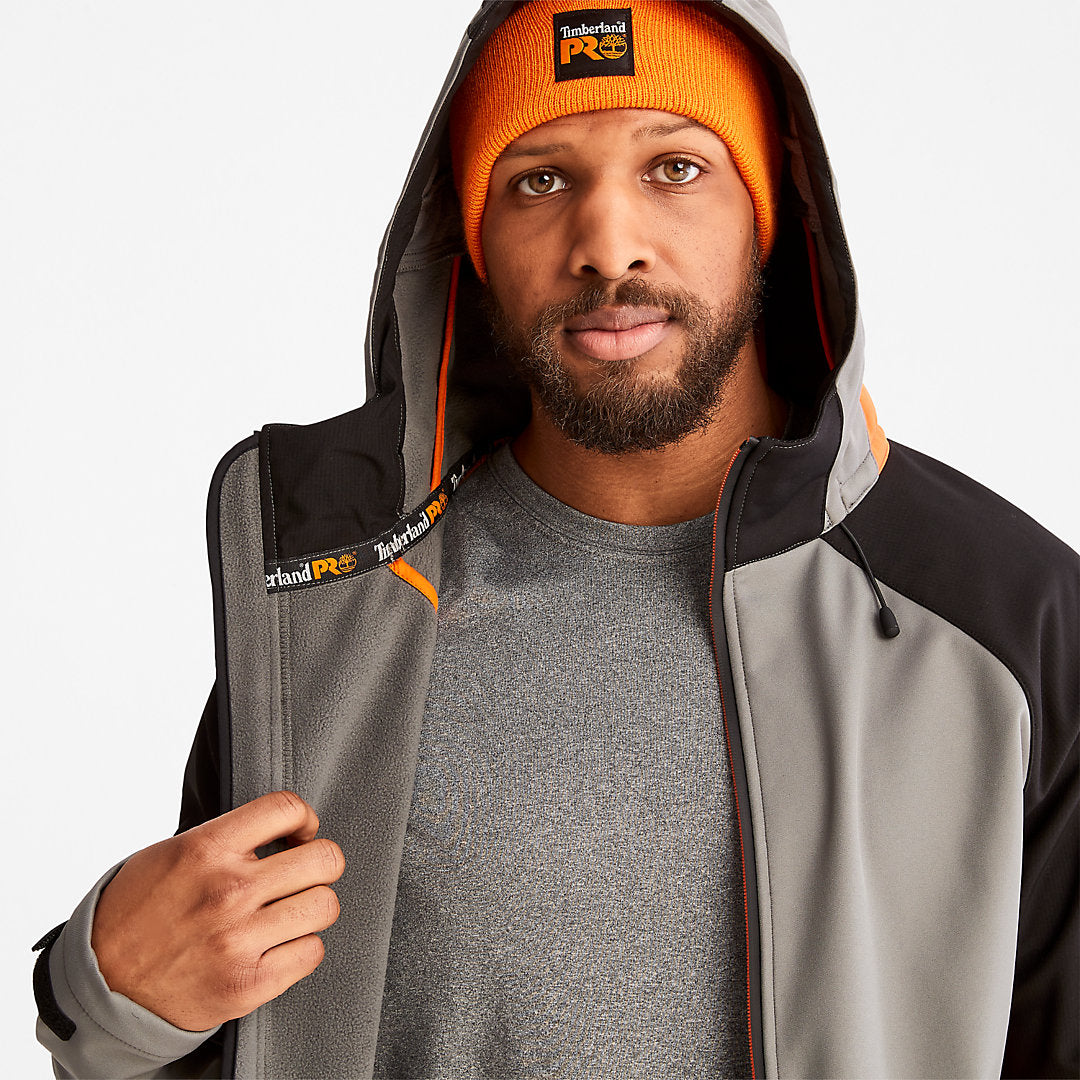 Mens Timberland Timberland PRO® Power Zip Hooded Softshell Jacket for Men in Grey