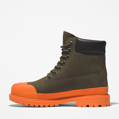Womens Timberland Bee Line x Timberland® 6 Inch Rubber Toe Boot for Women in Dark Green/Orange