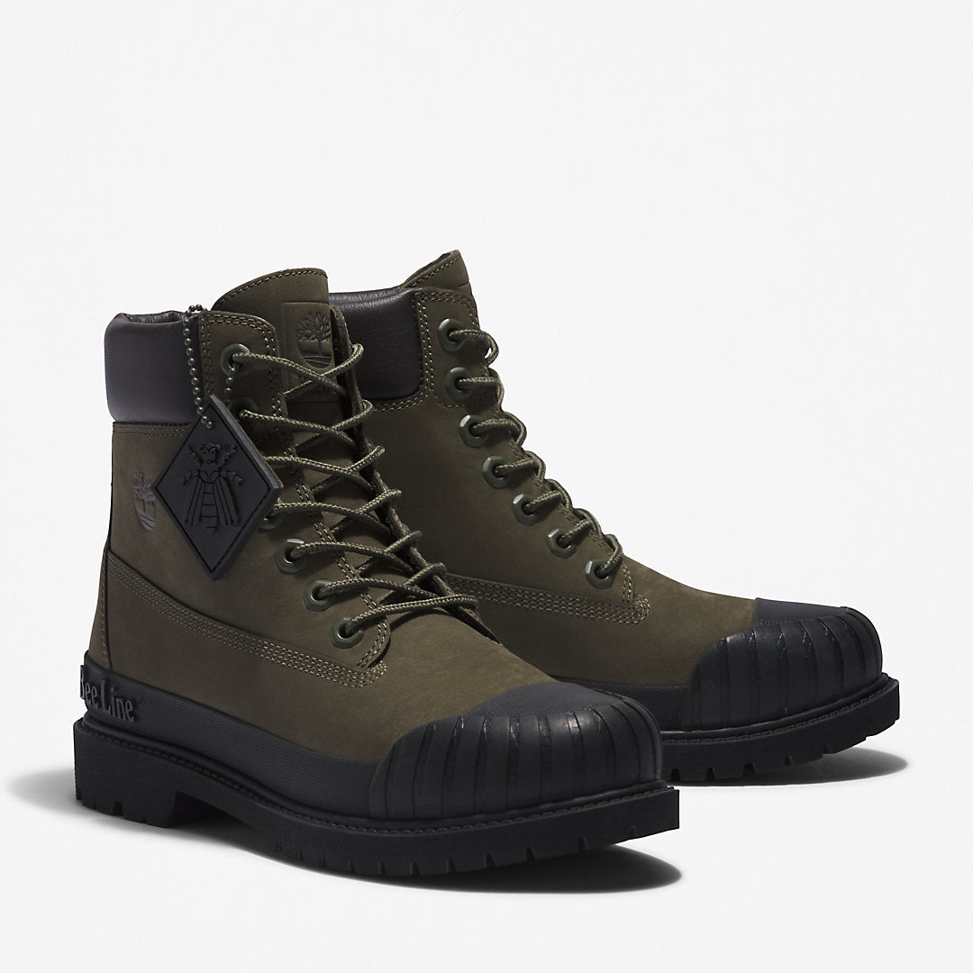 Womens Timberland Bee Line x Timberland® 6 Inch Rubber Toe Boot for Women in Dark Green/Black