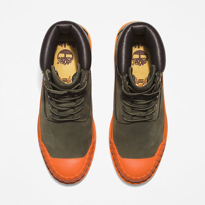 Mens Timberland Bee Line x Timberland® 6 Inch Rubber Toe Boot for Men in Dark Green/Orange