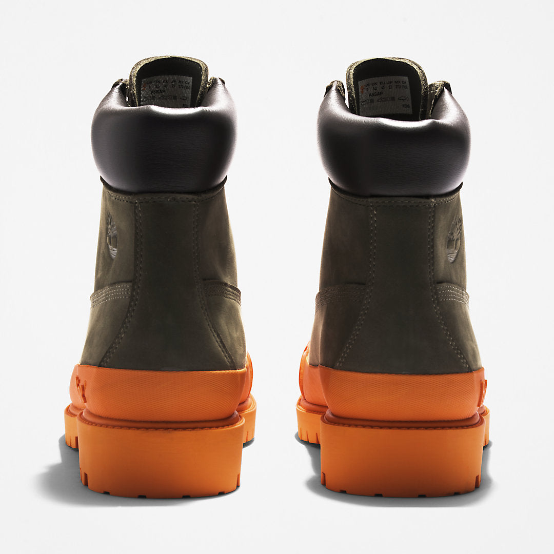 Mens Timberland Bee Line x Timberland® 6 Inch Rubber Toe Boot for Men in Dark Green/Orange