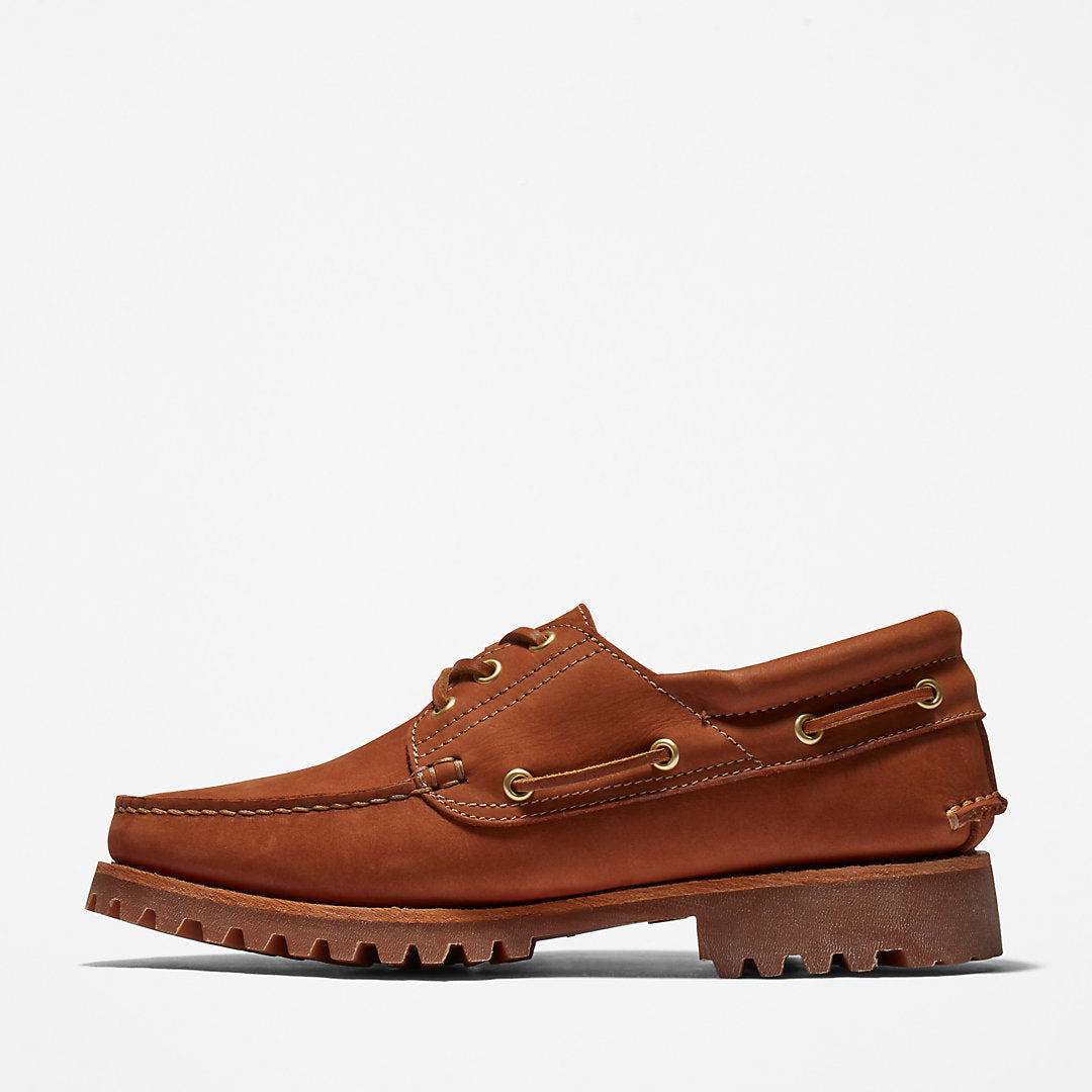 Mens Timberland Timberland® 3-Eye Lug Handsewn Boat Shoe for Men in Brown