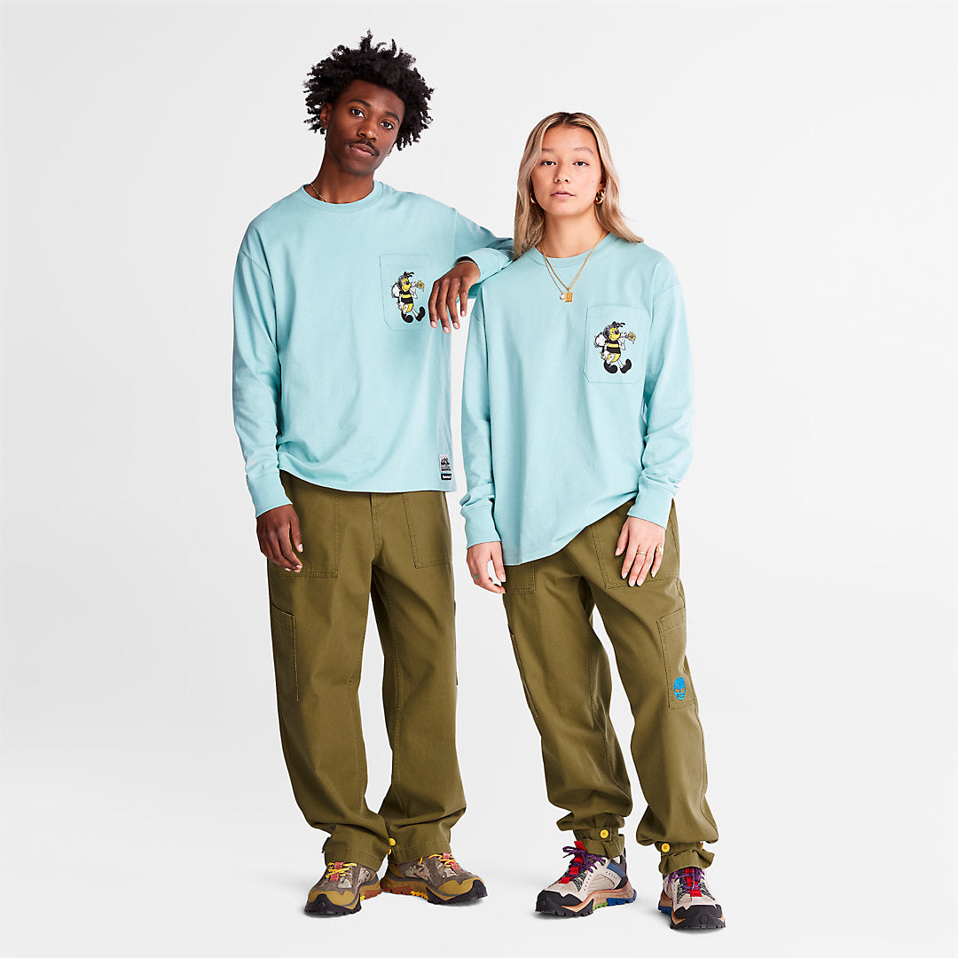 Mens Timberland Bee Line x Timberland® Back-graphic Long-sleeved T-Shirt in Blue