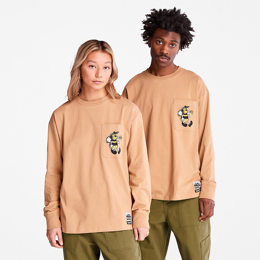 Mens Timberland Bee Line x Timberland® Back-graphic Long-sleeved T-Shirt in Brown