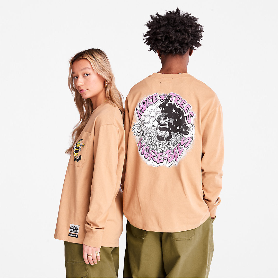 Mens Timberland Bee Line x Timberland® Back-graphic Long-sleeved T-Shirt in Brown