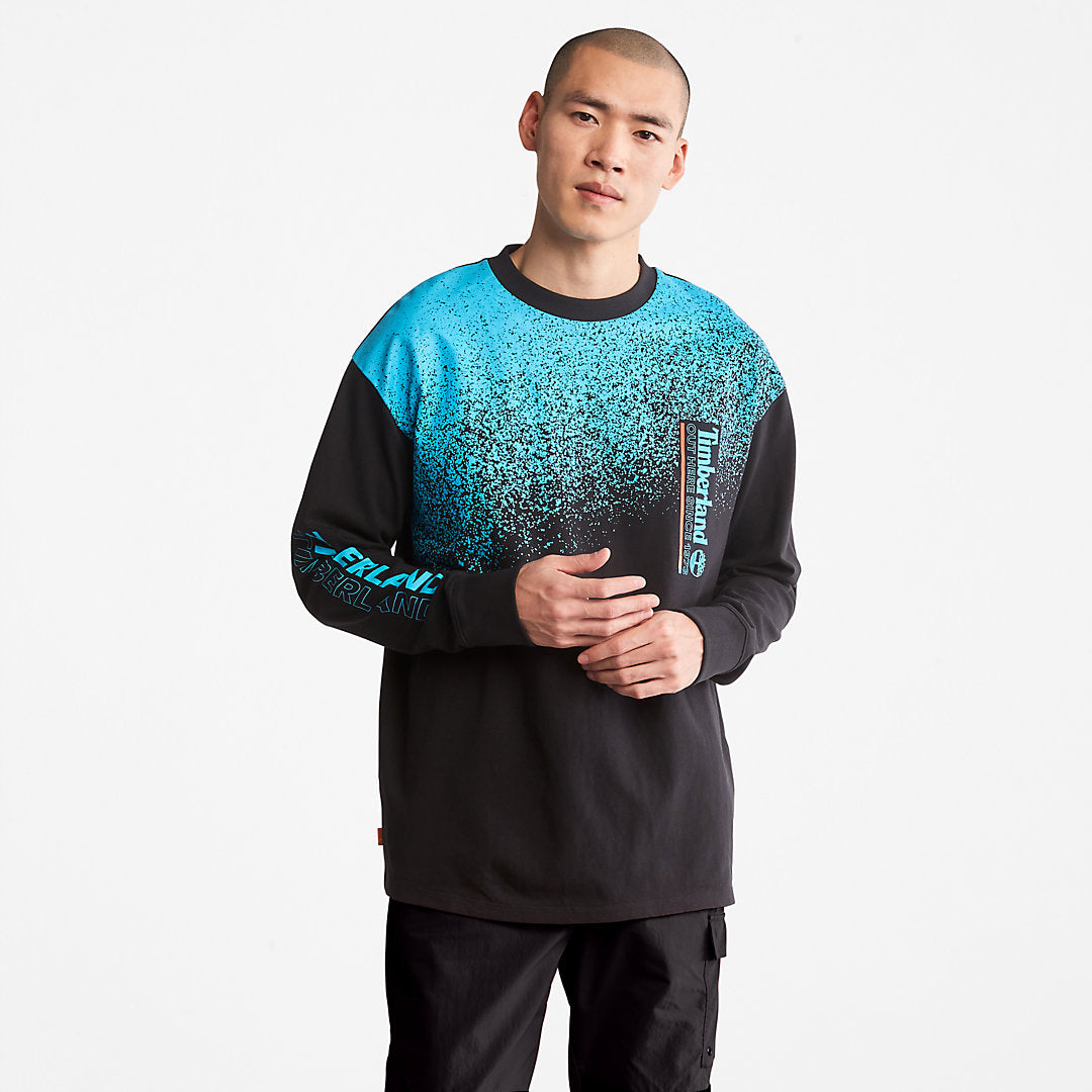 Mens Timberland Outdoor Archive Long-sleeved Graphic T-Shirt in Black