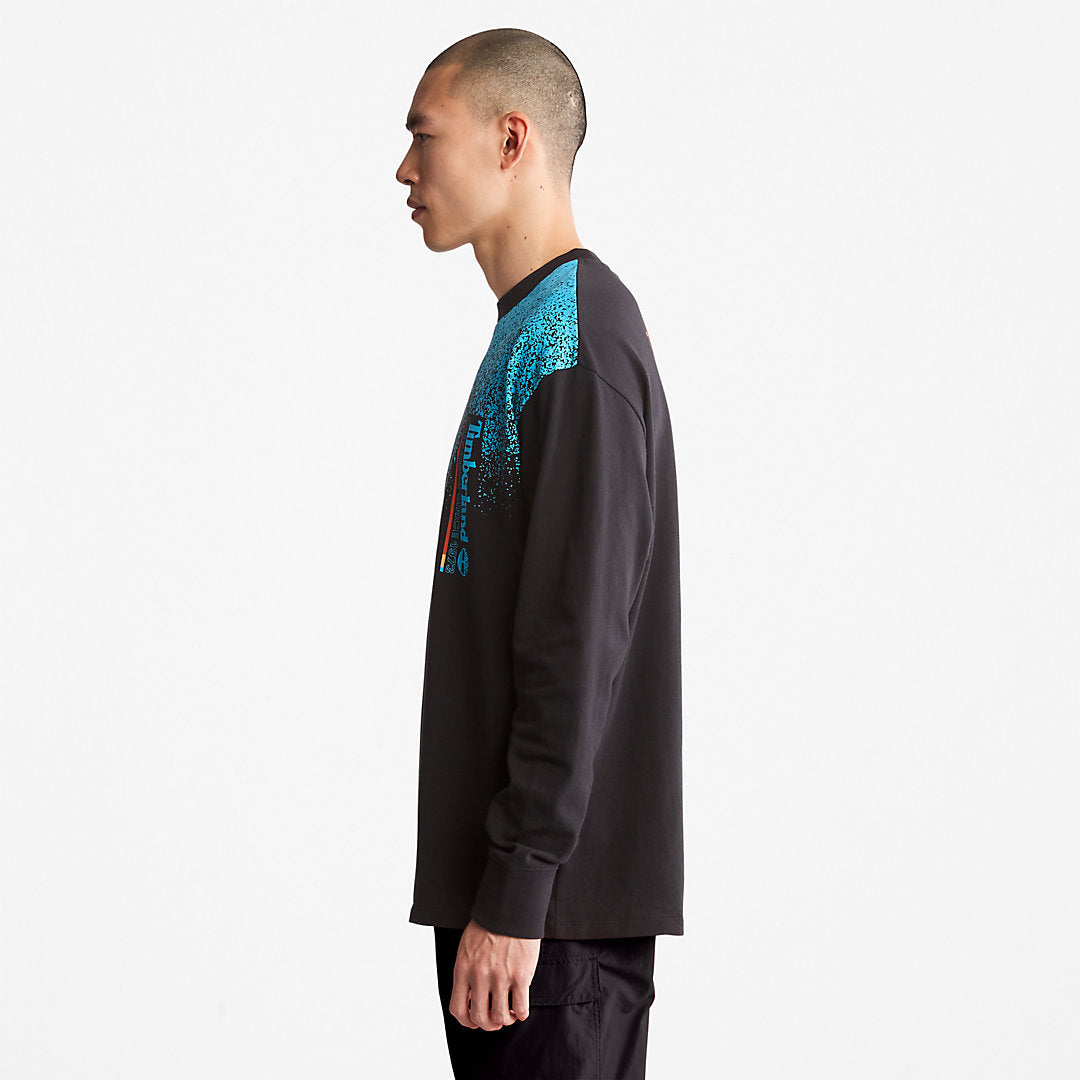 Mens Timberland Outdoor Archive Long-sleeved Graphic T-Shirt in Black