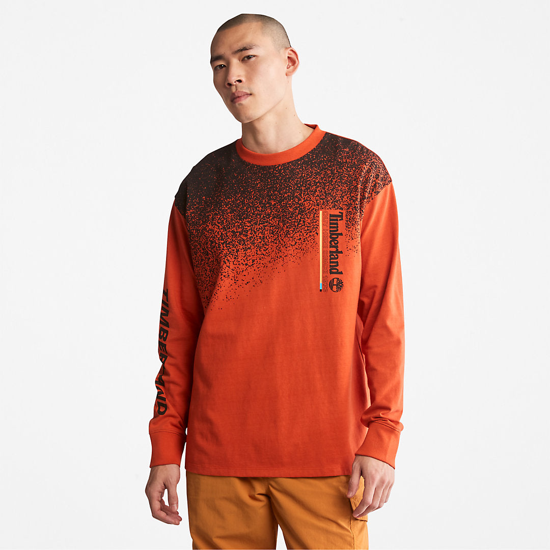 Mens Timberland Outdoor Archive Long-sleeved Graphic T-Shirt in Orange